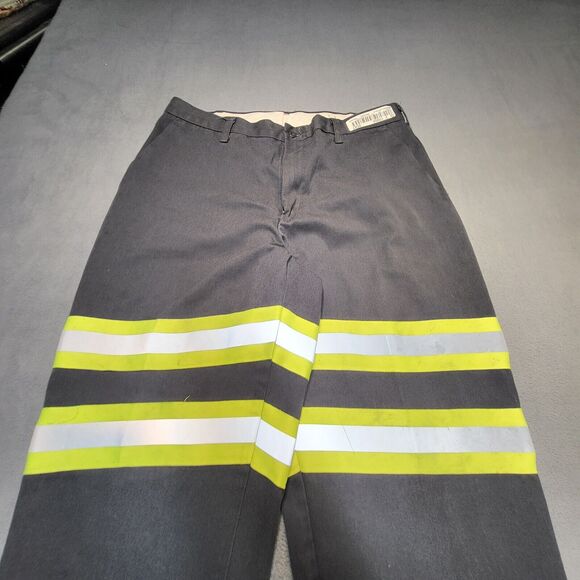 Cintas Work Pants Mens 33x30 Black Hi Vis Uniform Reflective Safety - Picture 2 of 12